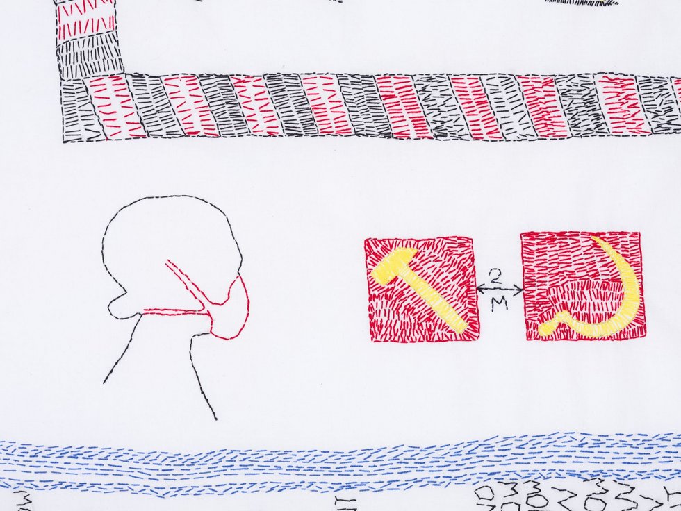 Monika Drozynska, Two/0.5/Half, 2020 (Tablecloth: A Series of Works). Picture of the work "Two/0.5/Half" (2020) from "Tablecloth: A Series of Works" by polish artist Monika Drozynska.